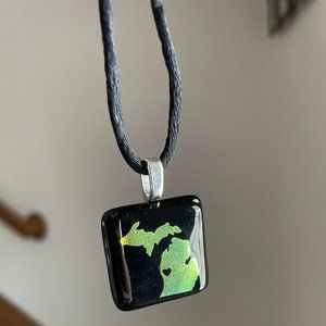 Michigan Pendant Necklace: Dichroic Glass